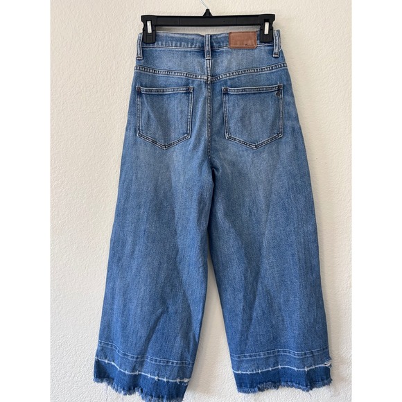 Madewell Wide-Leg Crop Jeans: Frayed Drop-Hem Edition SZ 25 - Picture 5 of 12